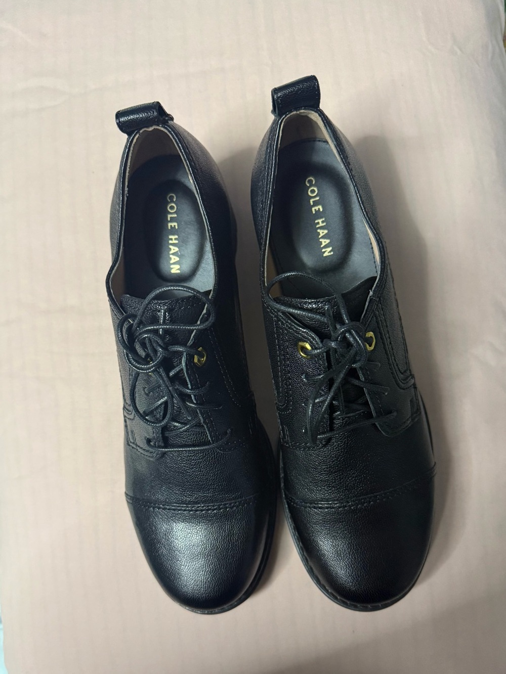 Cole Haan Black Leather Lace-Up Boots